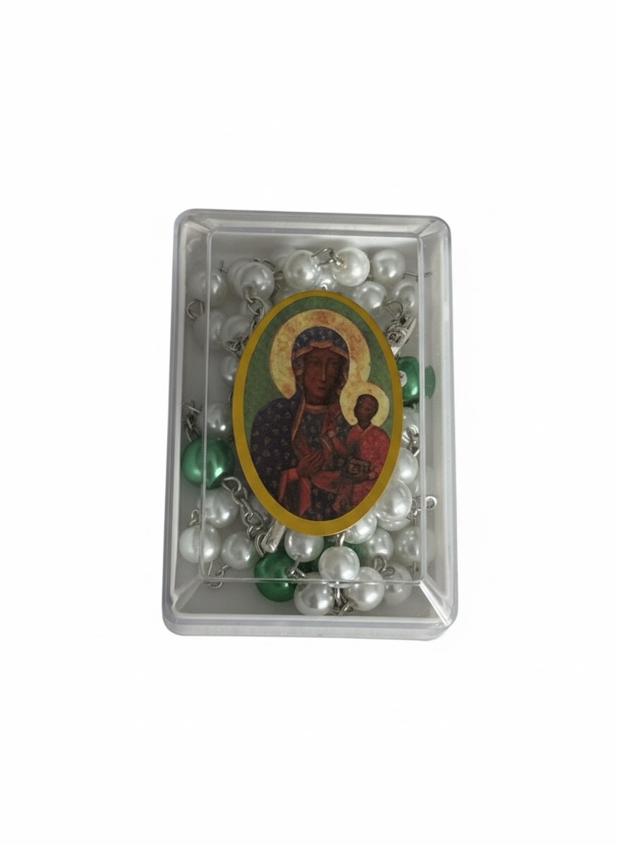 Różaniec szklany – Matka Boża Częstochowska i Jezus Miłosierny – 8 mm (etui gratis) - obrazek 5