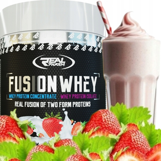 Real Pharm Fusion Whey 600g - Truskawka z Kawałkami Truskawek