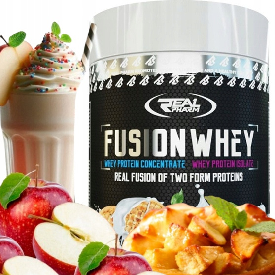 Real Pharm Fusion Whey 600g - Szarlotka z Kawałkami Jabłka