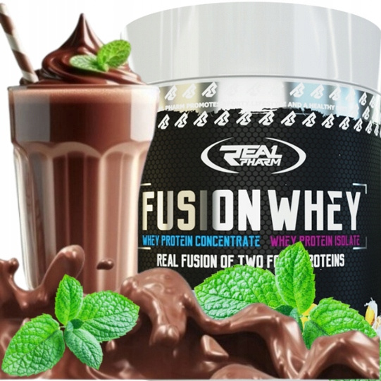 Real Pharm Fusion Whey 600g - Czekolada Mięta z Kawałkami Czekolady